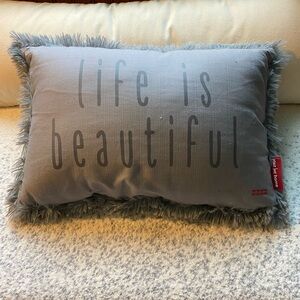 Peace Love World Gray Accent Pillow